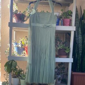 JS Collections Mint Green Pleated Midi Dress